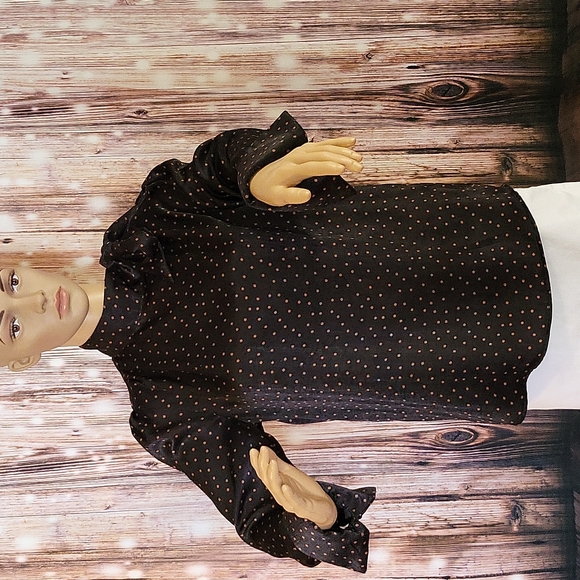 Worthington Tops - Worthington Women's Long Sleeve Tie Neck Polka-dot Blouse Size S